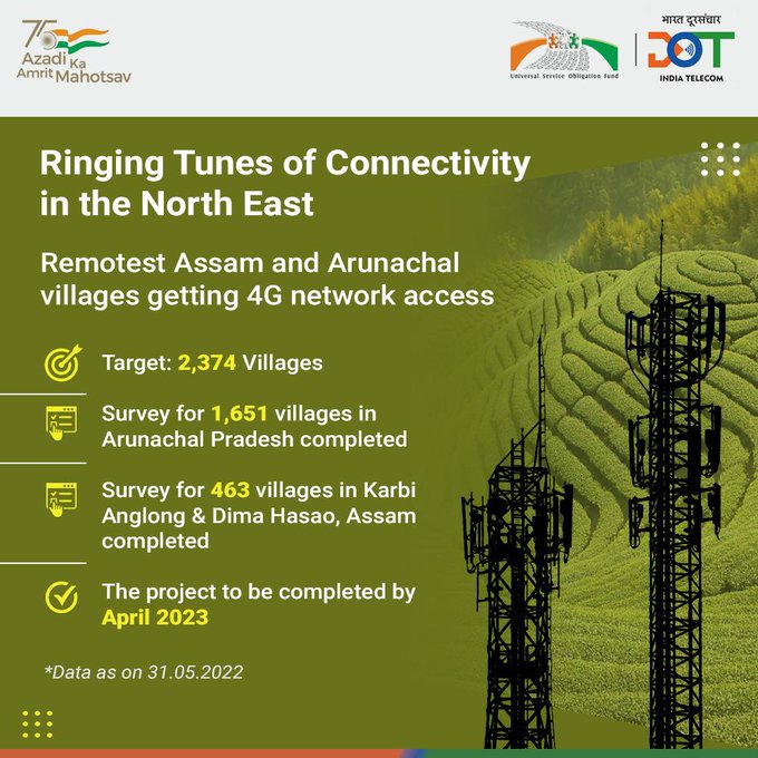 4G network access for remote areas of Assam & Arunachal